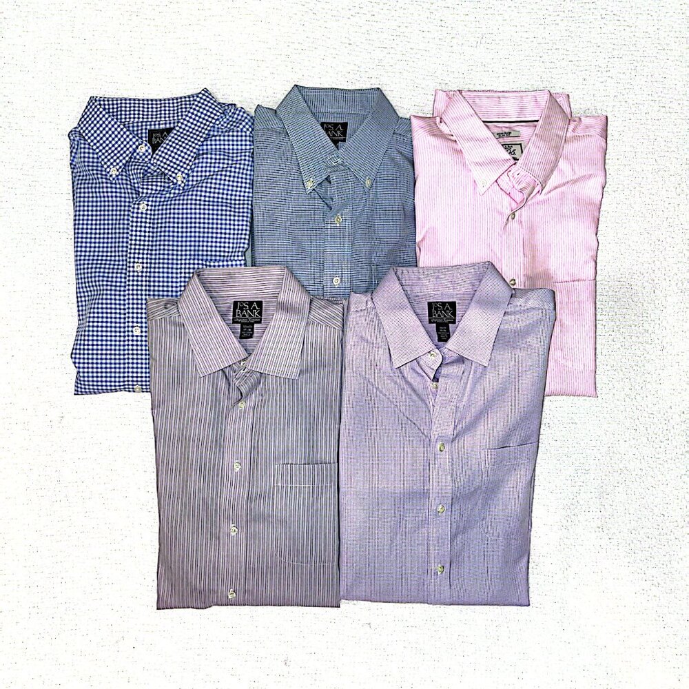JOS. A. BANKS LONG SLEEVE, BUTTON DOWN, 17-36, SLIM/TAILORED FIT BUNDLE OF 5
